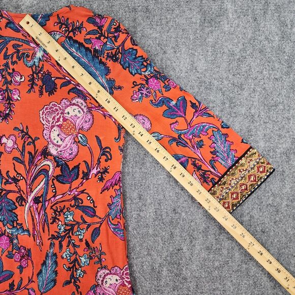 Soft Surroundings Top Womens XS Floral Sequin Embroidered 3/4 Sleeve Boho Tunic - Picture 7 of 16